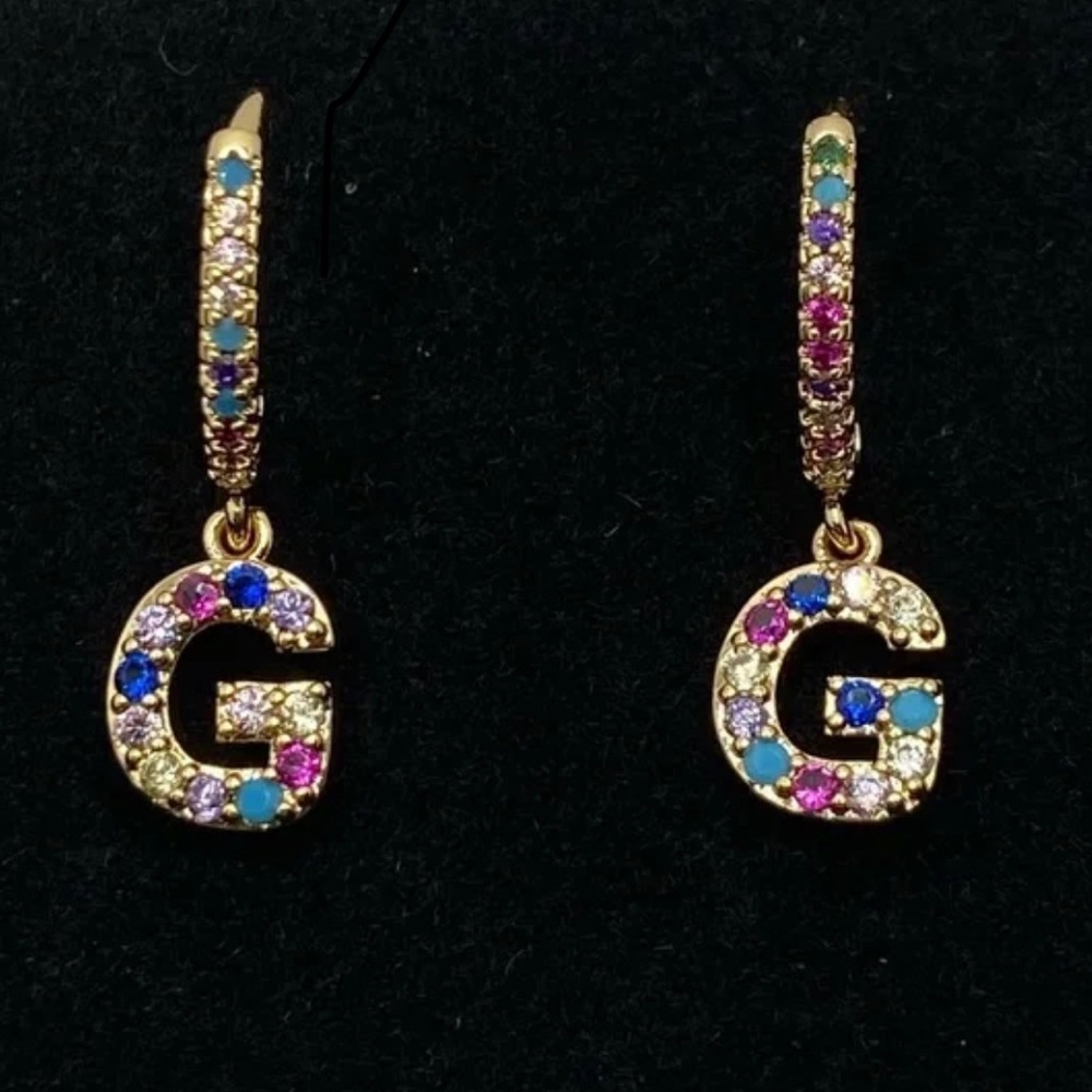 Letter G Hoop Rhinestone